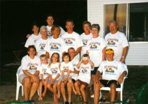 Family reunion group portrait at the resort