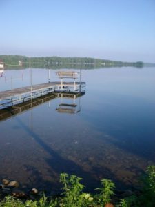 View of the docks and Wabana Lake from the hill