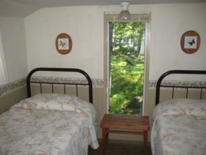 Cabin bedroom with two twin beds
