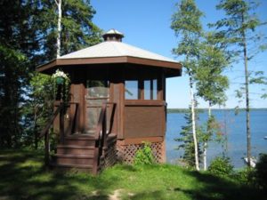 Eagles Nest screened gazebo overlooking Wabana Lake