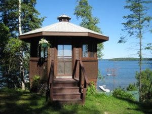 Eagles Nest screened gazebo beside Wabana Lake
