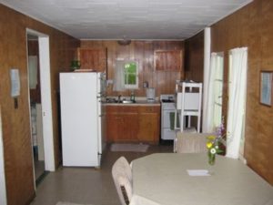 Cabin kitchen and dining area