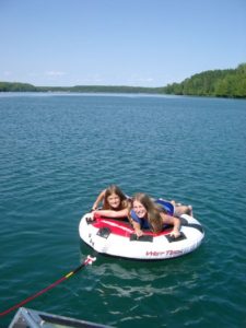 Family tubing on Wabana Lake
