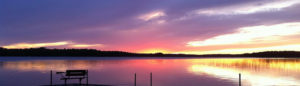 Pink sunset over Wabana Lake