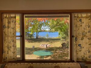 Wabana Lake view through a Cabin 3 window